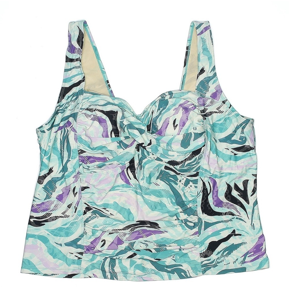 Swimsuits For All Aqua Teal Tankini Swimsuit Swim Top Women’s Plus Size 24